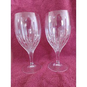 Set of 2 -8" Stemmed Crystal Water Goblet Wine Glass Celebrity Opus Pattern